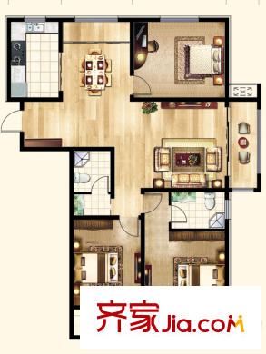 三名嘉禾園戶(hù)型圖A戶(hù)型 3室2廳2衛(wèi)1廚