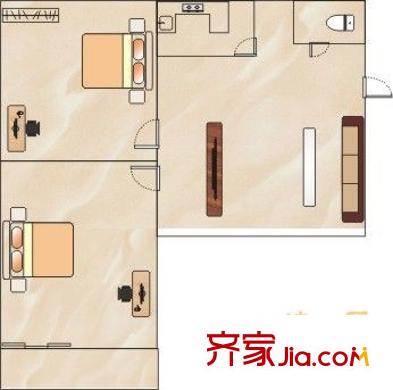 樂康街小區(qū) 2室 戶型圖