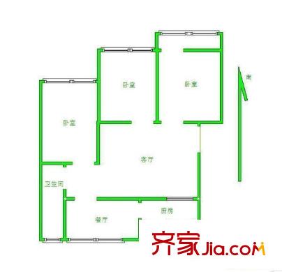 七里河房管局宿舍 3居室 戶型圖