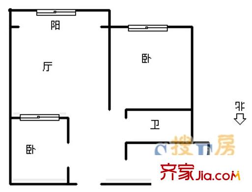 七里河房管局宿舍 2室 戶型圖
