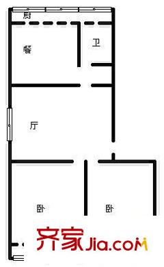 千佛山西路房地產(chǎn)宿舍 2室 戶型圖