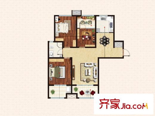 茗筑一品4、6、7、8#樓B1戶型圖 3室2廳1衛(wèi)1廚