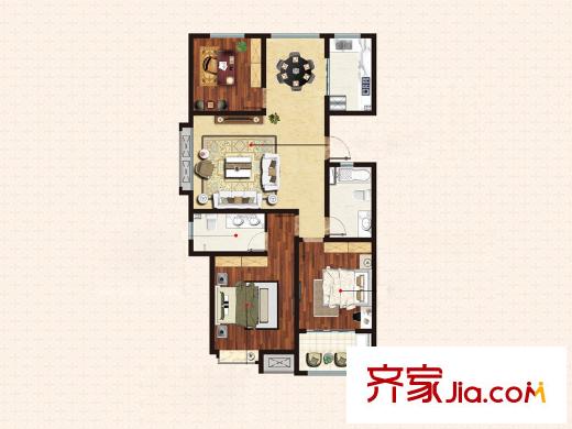 茗筑一品F戶型 3室2廳2衛(wèi)1廚