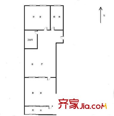 經(jīng)五緯七單位宿舍 2室 戶型圖