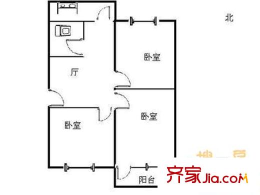 濟(jì)齊路百貨站宿舍 3室 戶型圖