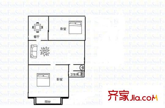 陽光佳園 2室 戶型圖