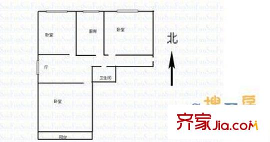 供電局宿舍（標山南路）戶型圖標山南路供電局宿舍 3室 戶型圖 3室1廳1衛(wèi)1廚