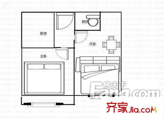 元首針織廠宿舍戶型圖元首針織廠單位宿舍 戶型圖 2室1廳1衛(wèi)1廚