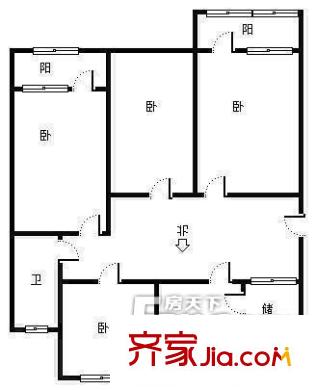 省社會(huì)科學(xué)院宿舍 4居室 戶(hù)型圖