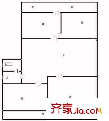 南北丹鳳街公安局宿舍 3室 戶(hù)型圖
