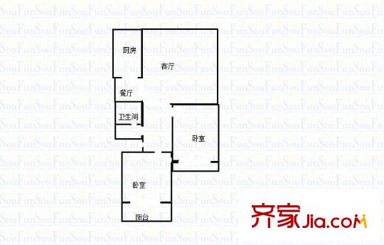 濼口花園 2室 戶型圖