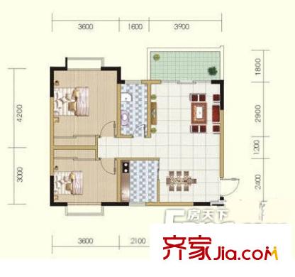 經(jīng)五緯七單位宿舍戶型圖2214 2室2廳1衛(wèi)1廚