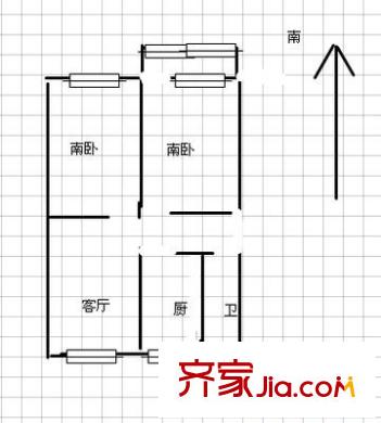 濟(jì)齊路百貨站宿舍 2室 戶型圖