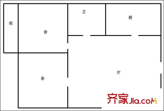 濟(jì)齊路百貨站宿舍 2室 戶型圖