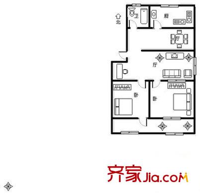 濟(jì)濼路單位宿舍戶型圖濟(jì)洛路公安局宿舍 2室 戶型圖 2室2廳1衛(wèi)1廚