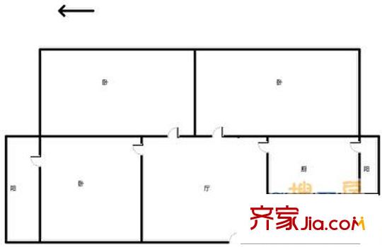 七一路小區(qū) 3室 戶型圖