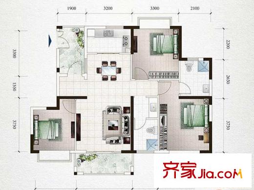 龍馨苑小區(qū) 3居室 戶型圖
