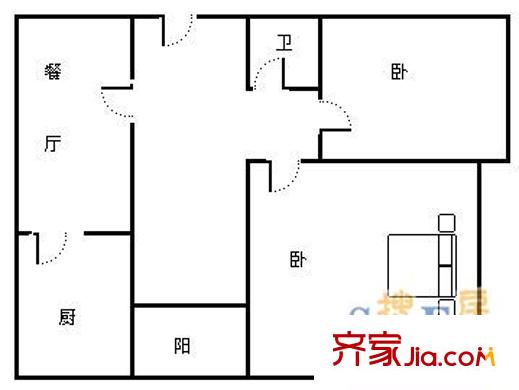 匯統(tǒng)公寓 2室 戶型圖