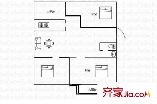 陽光佳園 3室 戶型圖
