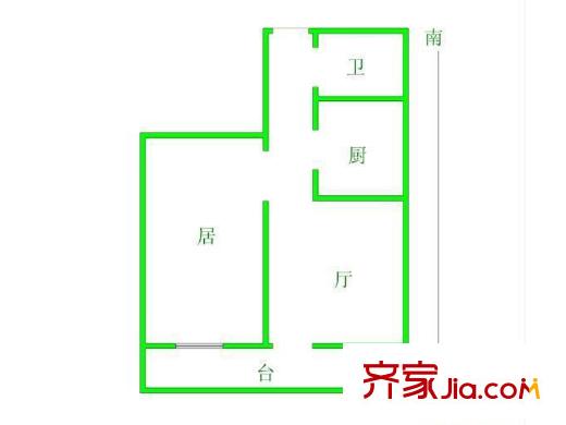 英雄山路園林局宿舍 1居室 戶型圖