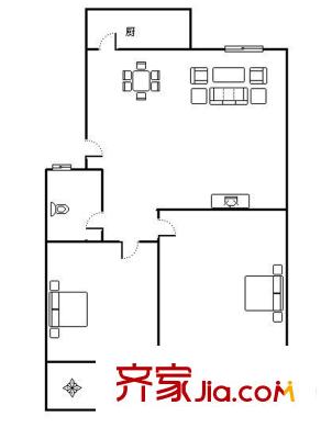 英雄山路園林局宿舍 2居室 戶型圖