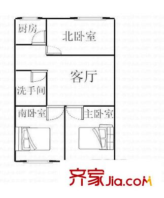 元豐花園戶型圖311 3室1廳1衛(wèi)1廚