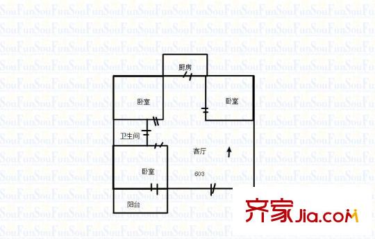 學府麗苑 3室 戶型圖