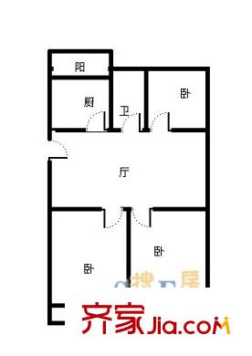 十六里河十四局宿舍戶型圖十六里河十四局單位宿舍 3室1廳1衛(wèi)1廚