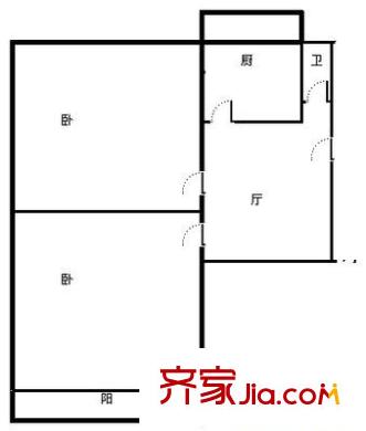 七一路小區(qū) 2室 戶型圖