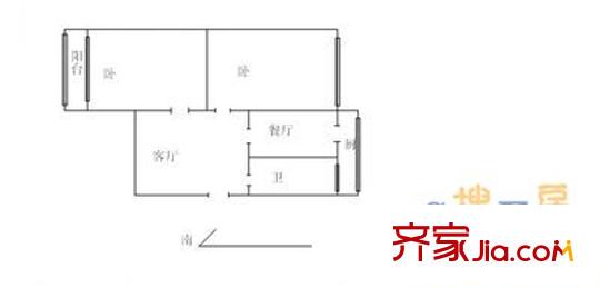 七一路小區(qū) 2室 戶型圖