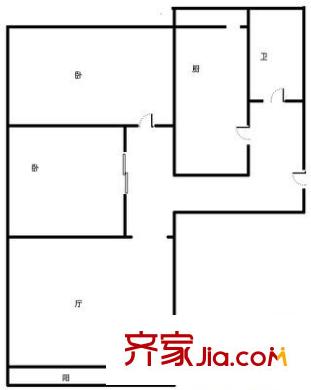 經七路市中段宿舍戶型圖經七路單位宿舍（市中段） 2室 戶型圖 2室1廳1衛(wèi)1廚