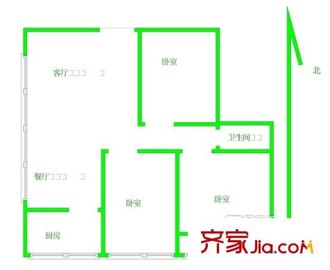 警官醫(yī)院宿舍 3居室 戶型圖