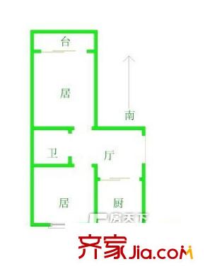 警官醫(yī)院宿舍 2居室 戶型圖