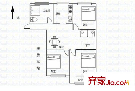 谷山溪苑 3室 戶型圖