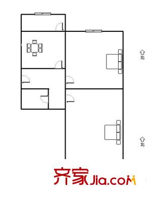 英雄山路園林局宿舍 2居室 戶型圖