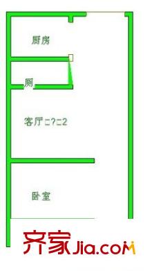 市華聯(lián)單位宿舍 1室 戶型圖