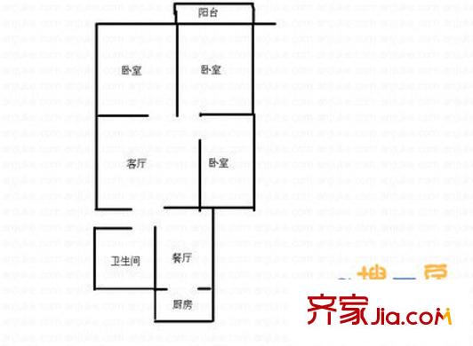 市華聯(lián)單位宿舍 1室 戶型圖