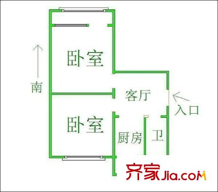 明湖東路宿舍 2居室 戶型圖
