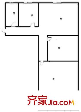 經(jīng)二緯四單位宿舍 2室 戶型圖