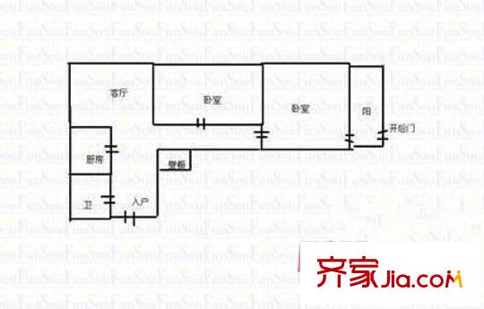 經(jīng)二緯四單位宿舍戶型圖經(jīng)二緯四戶型圖1 2室1廳1衛(wèi)1廚