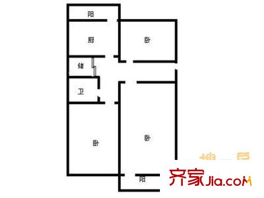 經七路市中段宿舍戶型圖經七路單位宿舍（市中段） 3室 戶型圖 3室1廳1衛(wèi)1廚