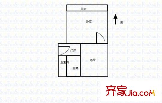 經(jīng)七路市中段宿舍戶型圖經(jīng)七路單位宿舍（市中段） 1室 戶型圖 1室1廳1衛(wèi)1廚