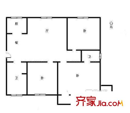 省體中心附近宿舍戶型圖單位宿舍 3室2廳