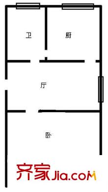 警官醫(yī)院宿舍 1居室 戶型圖