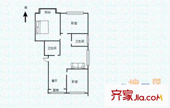 慶馨家園戶型圖 戶型圖 3室2廳2衛(wèi)1廚