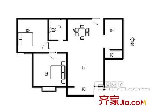 濼都小區(qū) 2室 戶型圖