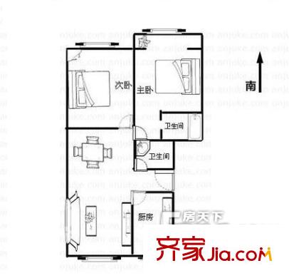 濼都小區(qū)戶型圖222 2室2廳2衛(wèi)1廚