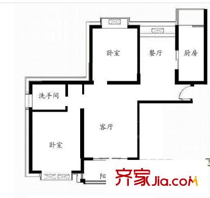 濼都小區(qū)戶型圖2213 2室2廳1衛(wèi)1廚