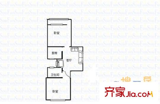 市華聯(lián)單位宿舍 2室 戶型圖