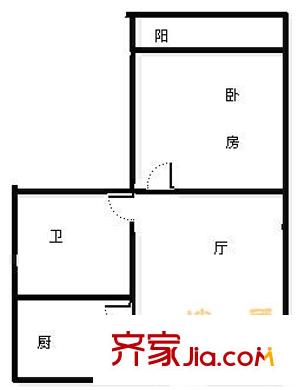 市華聯(lián)單位宿舍 1室 戶型圖